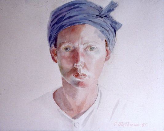 Self Portrait with Turban 1985. Watercolour. Private Collection Christchurch