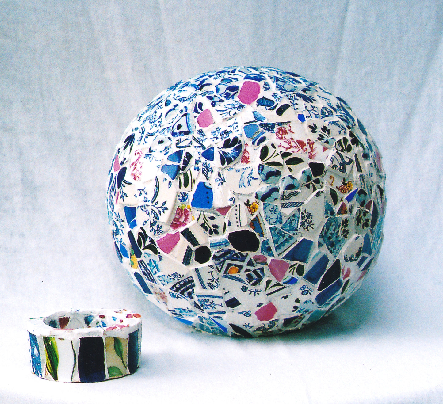 Mosaic Sphere and Salmon Tin 1990's Private Collection Christchurch