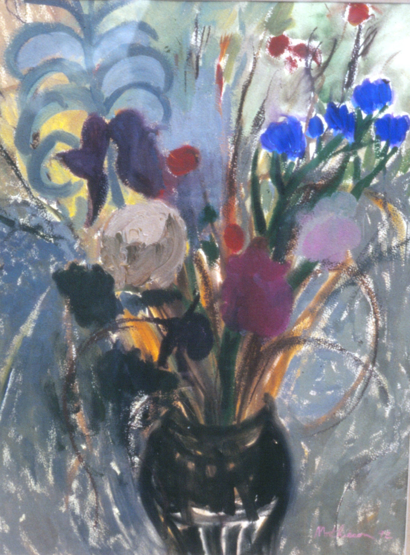 Mixed Arrangement in wedding vase. 1992.  Private collection Christchurch