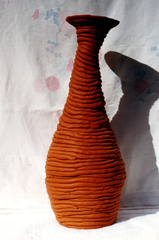 Wonky Pot. 1990's Terracotta coil method. Private Collection Christchurch